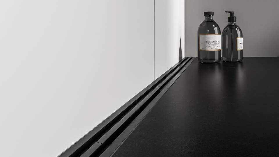 Schlüter®-KERDI-LINE-VARIO MGS, caniveau, orientable, salle de bains, noir graphite mat